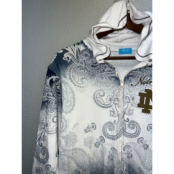 Womens Notre Dame Top Full Zip Lightweight Hooded Tee Shirt P. Michael Small - Picture 4 of 10